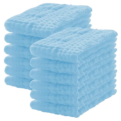 Lovely Care 12 Pack Muslin Burp Cloths 100% Cotton Muslin Cloths Large 20''x10'' Extra Soft and Absorbent Baby Burping Cloth - Aqua - color: Aqua, size: 10x20 Inch (Pack of 12)