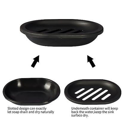 Topsky Soap Dish for Shower, 4pcs Dishes with Drip Tray, Bar Holder with Drain for Kitchen Sink, Keeps Soap Dry, Black - color: Black 4pcs