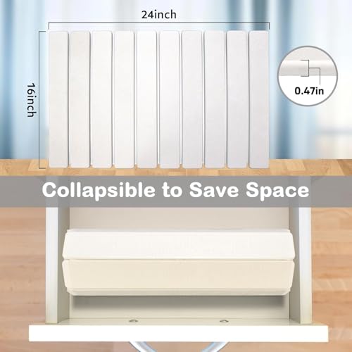 Large Stone Dish Drying Mat for Kitchen Counter, 24"(L)×16"(W), Collapsible Quick Drying Mat, Absorbent Eco-Friendly Diatomaceous Earth Mats for Dishes Bottles and Match Any Countertop【White】