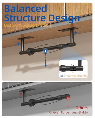 RUACQ Paper Towel Holder Under Cabinet, One Hand Tearing Paper Towel Holder with Damping Effect, Wall Mount & Adhesive Stainless Steel Paper Roll Holder for Kitchen Bathroom (Matte Black) - color: Matte Black, size: One Hand Tear - Rectangle