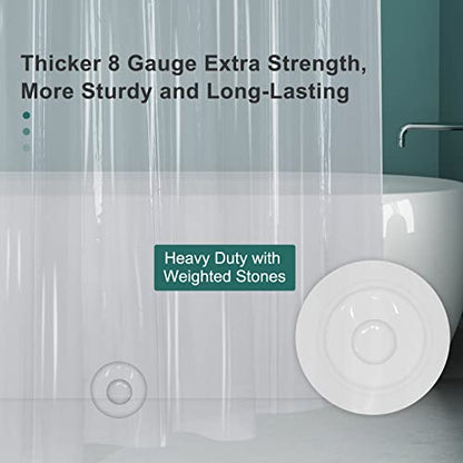 AmazerBath 78 Inch Shower Curtain Liner Clear Plastic, Long Shower Curtain Heavy Duty 8G, Premium PEVA Weighted Shower Curtains for Bathroom with 3 Big Stones and Grommets, 72x78 Inches - color: 8g Clear, size: 72"W x 78"L (Pack of 1)