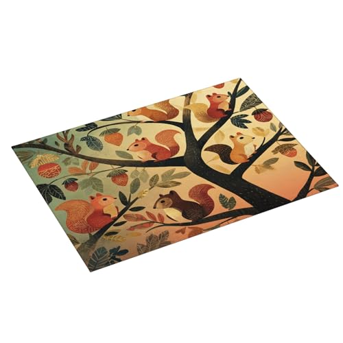 Squirrel Dish Drying Mats for Kitchen Counter Absorbent Reversible Drying Mats Microfiber Kitchen Countertop Protector Dishes Drying Pad Extra Large “18 x 24" Dish Mat - color: Brown - Squirrel