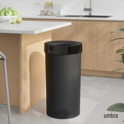 Umbra Vento Kitchen Trash Can – Large 16 Gal (62 L) Open Top Garbage Can for Home & Office – Modern Clean Design, Black - color: Black
