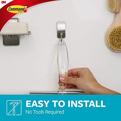 Command Bath Shower Small Water-Resistant Adhesive, Satin Nickel, 1 lb Capacity, 1 Squeegee, 1 Hook, 2 Strips, BATH32-SS-ES Caddy - size: 0