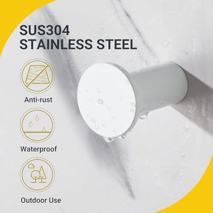 SAYAYO White Towel Hooks for Bathrooms, Heavy Duty Wall Hooks for Hanging | Modern Coat Hook, SUS 304 Stainless Steel Robe Hook, 4 PCS - color: White