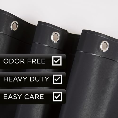 LONDON FOG 8G PEVA Shower Liner with Metal Grommets 1-Piece Standard Shower Curtain in Black, 70 x 72, PEVA, Adult, All Season, Oeko-TEX Certified - color: Black