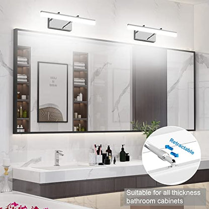 Aipsun 15.7 inch LED Vanity Lights Adjustable Bathroom Wall Light Bathroom Lighting Fixture Over Mirror Chrome Modern Vanity Lighting 5500K - color: Chrome, size: 15.7 in