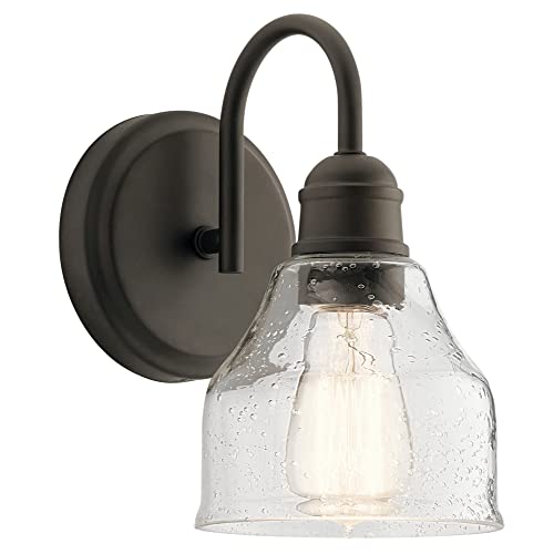KICHLER Avery 9.25" 1 Light Vanity Light with Clear Seeded Glass Olde Bronze® - color: Old Bronze, size: 1-Light