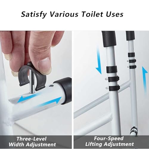 Toilet Safety Rails,Toilet Handles Safety Frames,Free Standing Adjustable Height Width Toilet Safety Frame Fit Any Toilet(A) - color: A