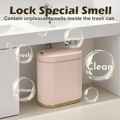 SYNCVIBE Bathroom Sensor Trash Can, 2 Gallon, Butterfly Lid, Pink | Automatic Garbage Can, Waterproof Slim Trash Bin, Under-Counter IPX5 Wastebasket for Dorm, Kitchen, Bedroom and Living Room - color: Pink