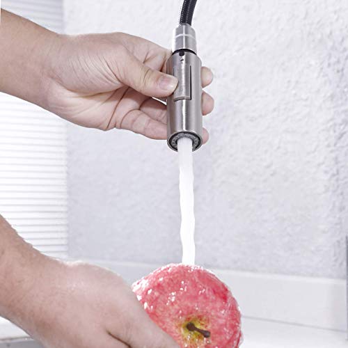 7Trees Pull Down Spray Head for Kitchen Faucet, 2-Function Bathroom Faucet Replacement Head, Water Nozzle, 1.8 GPM G1/2 Pull-Out Spray Nozzle, 0.8inch Connector (Brushed Nickel) - color: Brushed Nickel