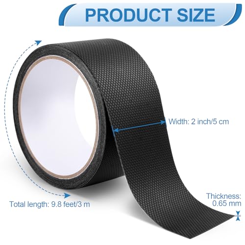 Rindion Rubber Tape, Ultra-Thin Waterproof Grip Tape 2 in x 9.8 FT, Anti-Slip Textured Rubber Grip Tape for Handles, Tools, DIY, Home Use, Comfortable in Hands (Black)