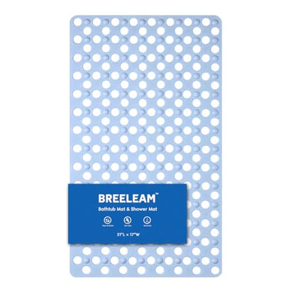 Non Slip Bathtub Mat and Shower Mat 31x17 inch,Bath Mat with Quick Dry Drain Holes and Suction Cups, Soft Comfortable Safe Bathroom Mat for Bath Tub, Floor, Tile (Light Blue) - color: Light Blue
