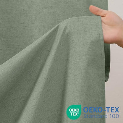 Linen-Like Shower Curtain, Waterproof Premium 250GSM Heavyweight Fabric, 72 x 72, with 12 Stainless Steel Hooks, Luxury Hotel Spa Bathroom Decor, Machine Washable, Weighted Hem, Grey Green - color: Linen-grey Green