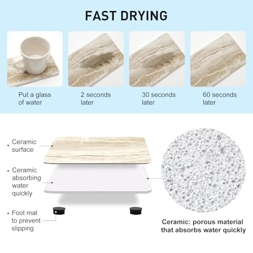 4 Pcs Drying Stone for Kitchen Counter Soap Trays Bathroom Sink Toothbrush | Fast Water Absorbing Stone Tray Hand Soap Dish Quick Dry Mat Sponge Holder Sink Caddy Ceramic Bathroom Tray Diatomite Coaster - color: Stone