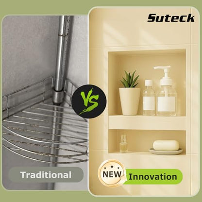Suteck 16"x20" Shower Niche, Double Shelf Tile-Ready Waterproof Storage Box | 2 Shelves: 14"x12" & 14"x4" | 100% Waterproof ABS | Flush Mount, Vertical/Horizontal | Multi-Scene For Bathroom, Kitchen - size: 16"x20"