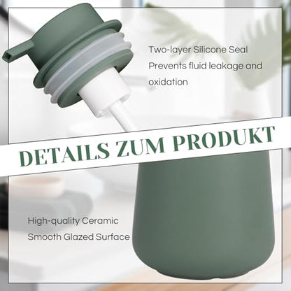 INGOFIN Ceramic Foaming Soap Dispenser - 12oz Foam Hand Soap Dispenser Bathroom, Modern Dish Soap Bottle with Pump for Kitchen, Matte Green - color: Matte Green