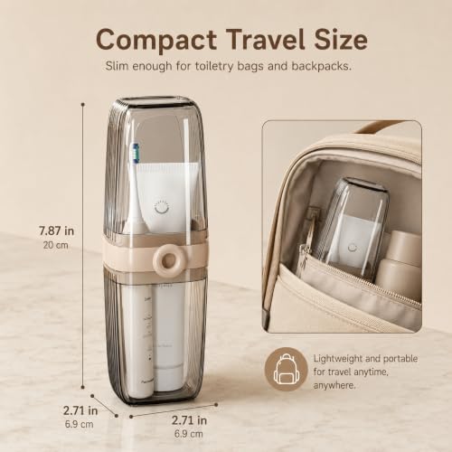 Toothbrush Travel Case with Rinse Cup, 1 Pack | 7.87 - color: Coffee