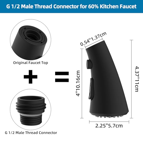 Curve Kitchen Faucet Sprayer Head Compatible with Kohler, Matte Black | NSF/ANSI/CAN 372 Certified, 14 Adapter Kit for Universal Fit Use, 3 Function Pull Down Sink Faucet Spray Head Replacement - color: Matte Black, style: Curve Design