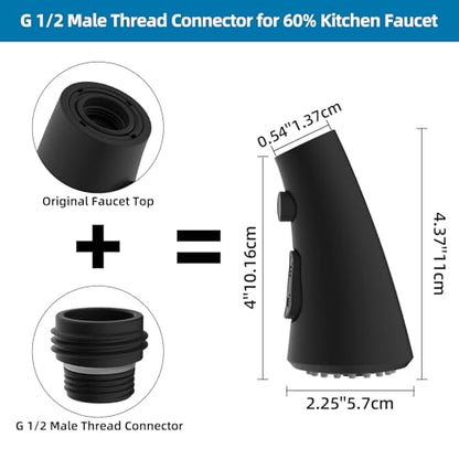 Curve Kitchen Faucet Sprayer Head Compatible with Kohler, Matte Black | NSF/ANSI/CAN 372 Certified, 14 Adapter Kit for Universal Fit Use, 3 Function Pull Down Sink Faucet Spray Head Replacement - color: Matte Black, style: Curve Design
