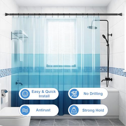 Shower Curtain Rod 45-77 Inch Black Shower Tension Rod Adjustable | Curtain Rod No Drilling Tension Curtain Shower Rods for Bathroom Windows - color: Black., size: 45" to 77"-1Pcs