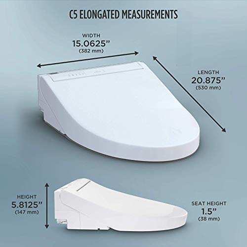 TOTO® WASHLET® C5 Electronic Bidet Toilet Seat with PREMIST and EWATER+ Wand Cleaning, Elongated, Cotton White - SW3084#01 - size: C5 Elongated