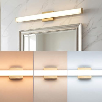 URSOLA 36" Modern LED Bathroom Light Fixtures, Golden 3CCT Dimmable Bathroom Vanity Light Over Mirror, Bathroom Vanity Bath Bar Lights with Double Layer Acrylic Shade - color: Golden, size: 36inch