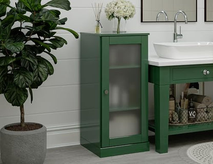 100% Solid Wood Bathroom Cabinet, Frosted Door, Green, 16.5" w x 35.75" h x 15.5" d, Renewable Eco-Friendly Wood, Made in Brazil - color: Green, style: Frosted Glass Door