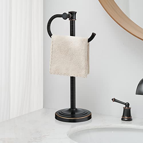17 Inch Oil Rubbed Bronze Stand Towel Bar Hanger Hand Towel Bar Bathroom Vanity Countertop Towel Holder Free Standing Stainless Steel Towel Ring Hardware Accessories Towel Rack - color: Bronze