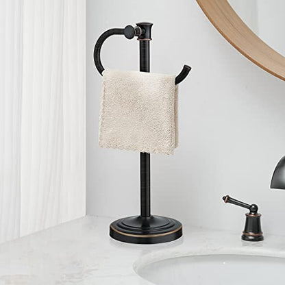 17 Inch Oil Rubbed Bronze Stand Towel Bar Hanger Hand Towel Bar Bathroom Vanity Countertop Towel Holder Free Standing Stainless Steel Towel Ring Hardware Accessories Towel Rack - color: Bronze