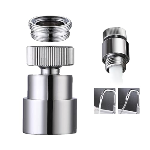Faucet Aerator For Sink Faucet Adapter Chrome | 360° Swivel Faucet To Hose Adapter with 55/64 inch Female Thread, Included 1/2 inch Male Faucet Adapter