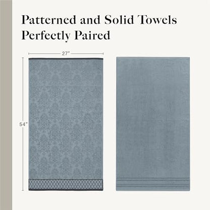 Modern Threads 6 Piece Cotton Bath Towel Set – Ultra Soft 550 GSM Towels – Bathroom Set with Hand Towels and Washcloths – Diamond Border (Sage Mist) - color: Sage Mist, style: Diamond Border