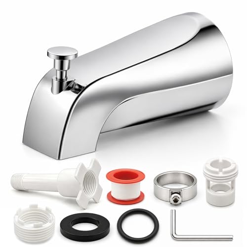 Universal Bathtub Faucet with Diverter, Tub Spout Replacement Fits 1/2" Slip-on Copper Pipe and 1/2" & 3/4" IPS Threaded, Bathroom Tub Faucet Set with Adapters and Hex Wrench (Chrome) - color: Chrome
