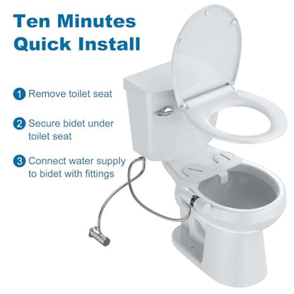 IDEALHOUSE Bidet Attachment for Toilet - Dual Nozzle Feminine Wash, Bidet Sprayer for Bathroom,Adjustable Water Pressure,Non-Electric Toilet Bidet for Bathroom Accessories(gloss black dial ring)