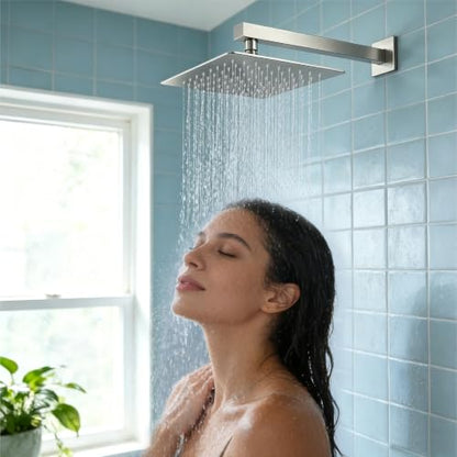 Midanya Square Rain Shower Head,High Pressure,Brushed Nickel 8 Inch | 360°Swivel,Ceiling or Wall Mount,Waterfall Full Body Coverage,Bathroom Remodel,Stainless Steel Large Rainfall Shower Head - color: Nickel, size: 8 Inch