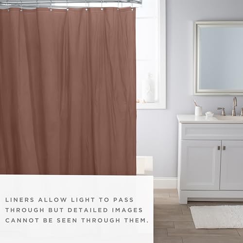 Bath Bliss 2 Pack PVC Heavy Weight Shower Curtain Liner | 4G | 70" x 72" | Rust Resistant Copper Grommets | Magnetic Hem | White - color: Brown