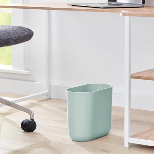 iDesign Small Slim Plastic Bathroom Trash Can, Blue | Garbage Can for Bedroom, Office, Desk, Dorm - color: Soft Aqua, style: Pack of 1