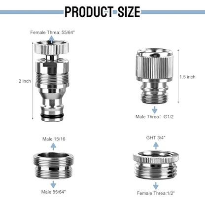 Sink Faucet Quick Connector, Faucet to Garden Hose Snap Coupling Adapter | Compatible with Dishwasher Washer Bathroom/Kitchen/Shower Hose/Garden Hose