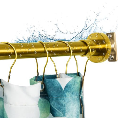 Heavy Duty Shower Rod, Adjustable Shower Curtain Rod, Expandable 47-84 Inch, Permanent Mount Shower Rod, Never Rust Stainless Steel For Window Curtain and Closet, Brushed Gold - color: BRUSHED GOLD