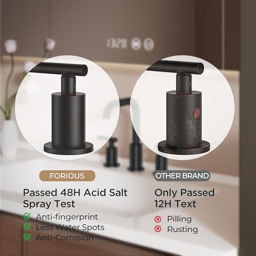 FORIOUS Bathroom Sink Faucet 3 Hole Widespread 8 Inch 2 Pack Matte Black | 6-12 inch Widespread Sink Faucet with 2 Handles, Pop Up Drain and Water Supply Supplies for Vanity Restroom RV Lavatory Sink - color: Matte Black x2PCS