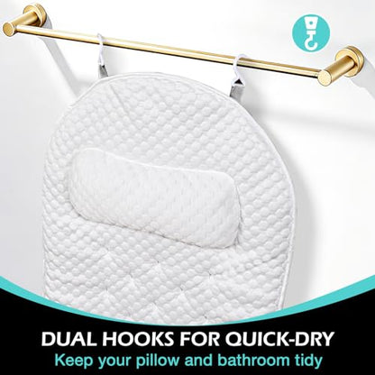 Full Body Bath Pillow for Bathtub, Thick Soft Tub Cushion with Non-Slip Suction Cups Dual Hooks, Luxury Spa Pillow for Neck Back and Hip Support, 55" x 18" - color: White