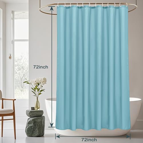 AooHome Standard 72x72 inch Shower Curtain Liner, Soft Polyester Solid Color Shower Curtain with Hooks, Weighted Hem, Water Repellent, Blue - color: Blue, size: 72"W x 72"L (Pack of 1)