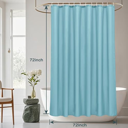 AooHome Standard 72x72 inch Shower Curtain Liner, Soft Polyester Solid Color Shower Curtain with Hooks, Weighted Hem, Water Repellent, Blue - color: Blue, size: 72"W x 72"L (Pack of 1)