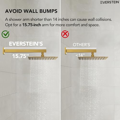 12" High-Pressure Rainfall Shower Faucet with Valve for Bathroom, Dual Rainfall Shower Head System with 6 Body Jets, Rough in-Valve (Brushed Gold) | High-Pressure, Dual 12" Rainfall Shower Head System, 6 Body Jets, Rough in-Valve - color: Brushed Gold
