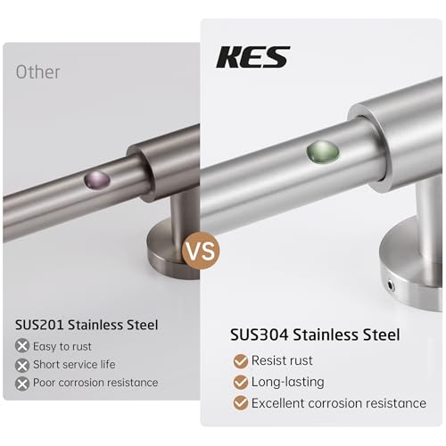 KES No Drill 30-Inch Shower Slide Bar with Adjustable Handheld Shower Head Holder, Self Adhesive, Universal Fit, SUS304 Brushed Stainless Steel Drill-Free for Bathroom, F209S78DF-BS - color: Brushed Finish, style: 30.7-Inch+Self-adhesive Mounted