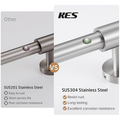KES No Drill 30-Inch Shower Slide Bar with Adjustable Handheld Shower Head Holder, Self Adhesive, Universal Fit, SUS304 Brushed Stainless Steel Drill-Free for Bathroom, F209S78DF-BS - color: Brushed Finish, style: 30.7-Inch+Self-adhesive Mounted