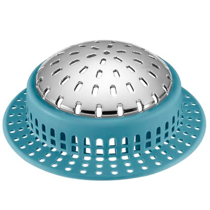 Aluvor Bathtub Drain Hair Catcher Shower Drain Cover Sink Drain Protector | Bathroom Sink & Bathtub Drain Strainer for Pop-Up & Regular Drains, sky blue - size: Large-Sky Blue