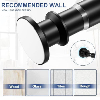 Small Shower Curtain Rod 18-32 In, Black Short Tension Rod | Installs by Spring Tension with No Drilling, Built in Durable Stainless Steel - color: Black