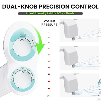 RV Bidet Toilet Seat Attachment, RV Bidet for Camper Toilet with Dual Nozzles, Self/Rear/Front Cleaning, Non-Electric, Adjustable Water Pressure, Fresh Water - color: Aqua-Chrome