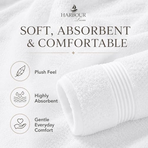 Towel Set for Bathroom, 3 Piece Turkish Cotton Bath Hand and Wash Towels | Mixed size set in Ice White, 600 gram weight. Double stitched hems suit family and guest use. - color: Ice White